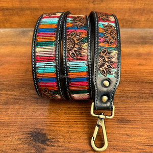 Sangle de guitare en cuir usiné à la main de haute qualité boutons-pression en laiton antique remplacement de sangle de caméra de Style occidental extrême personnalisé - Product Image 3