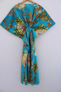 Vestido Kaftán Informal de Verano con Estampado Floral Tropical, sin Mangas, de Algodón, para Mujer, Ropa de Playa, Ropa de Estar por Casa, Textil Naaz - Product Image 2