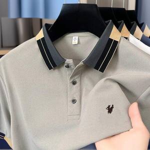 Camisas Polo para Hombre de Alta Calidad, Camisas de Verano de Manga Corta, Tejido de Poliéster Antiarrugas, Bordado Estampado, Cuello Formal - Product Image 1