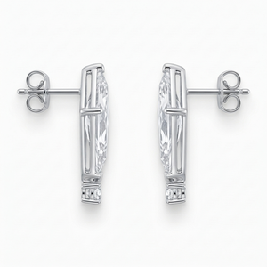 Boucles d'oreilles pendantes en or blanc 18 carats pour femme, serties de diamants de laboratoire taille cerf-volant, certifiées IGI, style classique, bijoux de mariage, vente en gros - Product Image 2
