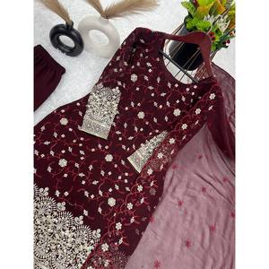 ชุดสตรีที่สวยงามพร้อมงานปักลำดับอย่างหนักรวมถึง Top-plazzo และ dupatta - Product Image 5