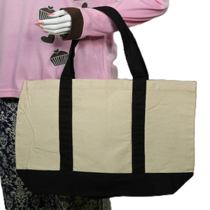 Bolsos de Mano de Lona para Mujer, 100% Algodón Orgánico, Gran Capacidad, Impresión de Logotipo Personalizado, Ecológicos, Reutilizables, con Cierre, para Música, Playa, Uso Diario - Product Image 4