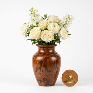 Vase à fleurs en bois massif naturel, fait main, en noyer lisse, centre de table minimaliste, vase de réception d'hôtel, vente en gros - Product Image 2