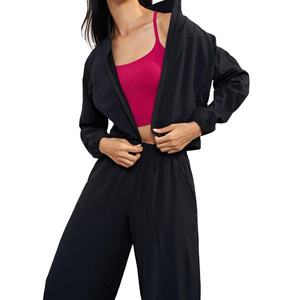 Women's Half <b>Zipper</b> Sports Jacket Long Sleeves Custom Logo Wholesale Jogging Yoga Crop <b>Tops</b> Fitness Clothes hooded for Winter - Product Image 4