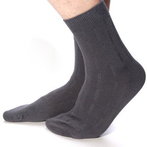 Chaussettes habillées en coton tissé pour hommes, respirantes, design uni, épaisseur standard, décontractées - Product Image 3
