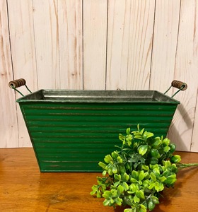 Bote de basura rectangular verde con asa doble de madera, ideal para jardinería, catering y uso en la calle, venta al por mayor desde India. - Product Image 6