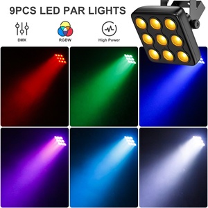 Faro Par Quadrato RGBW a 9 LED, Illuminazione per Effetti Scenici con Telecomando, DMX512, Attivazione Sonora per DJ, Spettacoli, Concerti, Feste, KTV - Product Image 2