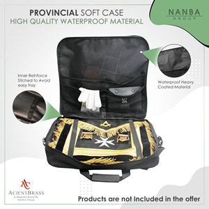 Étui pour tablier maçonnique, taille provinciale, en tissu Cordura, écologique, haute qualité, avec compas carré doré (imprimé) |   Sac de présentation souple - Product Image 6