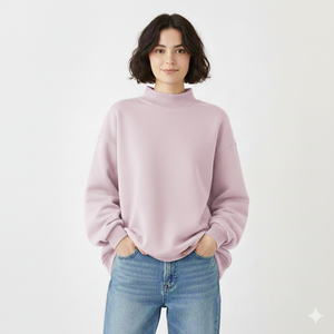 Women's Oversized Mockneck Relaxed Fit <b>Long</b> <b>Sleeve</b> <b>Top</b> for Effortless Lifestyle and Casual Fashion Looks - Product Image 1