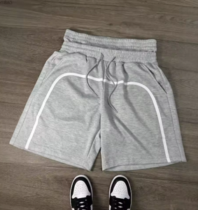 Pantalones Cortos Bermuda de Algodón Gris para Hombre, Cintura con Cordón, Bolsillos, Estilo Casual, Talle Medio, Tejido de Punto, Diseño Transpirable - Product Image 4