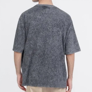 Mens Washed Look T Shirt Oversized Fit Short Sleeve Crew Neck Casual Streetwear <b>Top</b> Vintage Style Wholesale Clothing Supplier - Product Image 2