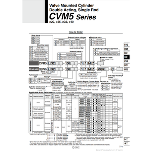 Pièces pneumatiques de cylindre montées par soupape de CVM5L20-30-15DZ pneumatique SMC - Product Image 2