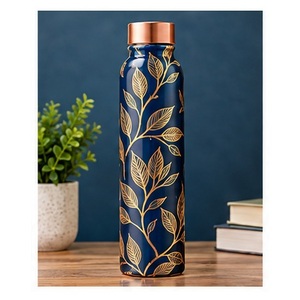 Bouteille d'eau esthétique en cuivre botanique avec couvercle en cuivre, portable pour les voyages - Product Image 6