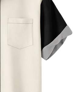 Camisa de Manga Corta con Rayas Verticales Negras y Beige, Estilo Casual de Verano para Hombre, Fabricante OEM, Suministro al por Mayor - Product Image 6