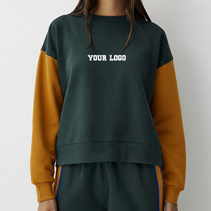 Sweat-shirts pour femmes surdimensionnés à col rond, fabriqués sur mesure, de haute qualité, 100% coton, couleur contrastée, respirants, pour la saison d'automne - Product Image 4