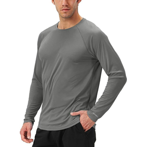 Premium Long Sleeve <b>Grey</b> Men's Rash Guard UPF 50 Plus Sun Protection Quick Dry Athletic <b>Tight</b> Fit Swim Shirt Bulk - Product Image 3