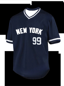 เสื้อเบสบอลนิวยอร์ก 99 เมช คอวี แขนสั้น ระบายอากาศได้ดี ผลิตจากโพลีเอสเตอร์ สำหรับผู้ชาย - Product Image 2