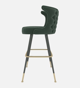 Elegant Velvet Wing <b>Bar</b> Chair Green Gold Accents Contemporary Commercial <b>Adjustable</b> Counter Height <b>Stool</b> Metal Frame <b>Bar</b> - Product Image 5