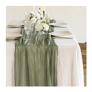 Chemin de table en étamine en coton et polyester Chemin de salle à manger de mariage rustique avec motif imprimé tissé pour un usage domestique - Product Image 2