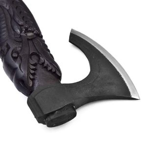 Hache Tomahawk avec manche en bois de rose, fourreau en cuir, hache de survie, outil de camping en plein air, lame en acier au carbone, haute qualité, multi-usages - Product Image 6