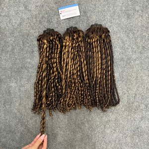 Extensions de cheveux humains 100% vietnamiens couleur Hot Piano, en gros, tissage bouclé Pixie, lots de cheveux vierges Pixie - Product Image 1