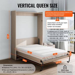 Kit Letto a Scomparsa Verticale Matrimoniale Deluxe Fai-da-te, con Leva Pneumatica Rinforzata e Supporto per Telaio Letto a Muro, Ferramenta Funzionale - Product Image 3