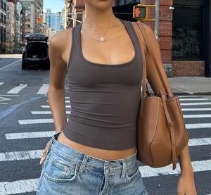 Top Corto de Mujer, Cuello en V, Manga Larga, Corte Regular, Casual, para Todas las Temporadas, Color Sólido, Tejido de Punto, Secado Rápido, 100% Algodón - Product Image 1