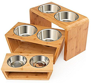 Hot Selling Aluminium Dog Bowl <b>Pet</b> Feeder Bowl in Round Shape with Wooden Rack - Product Image 4