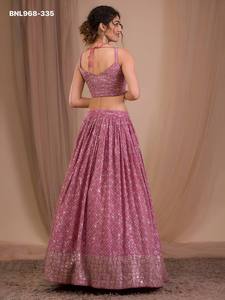 Best Quality Georgette with Zari & Multiple Sequin work A-Line Semi-<b>Stitched</b> <b>Pink</b> Lehenga-Choli Set Woman Fashion Exporter - Product Image 3