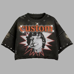 Conjunto de Camiseta y Pantalones Cortos con Estampado Personalizado, Estilo Oversize, Calidad Premium, Hombros Caídos, Manga Corta, Estilo Desgastado, Unisex, Ropa Urbana, OEM - Product Image 4