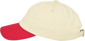 Casquette de baseball 6 panneaux rouge crème contrastée, respirante, imperméable, 100 % coton, tissu maille, ajustable, pour homme, style sportif - Product Image 4