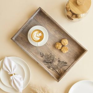 Wooden Handpainted Serving <b>Tray</b> <b>Snacks</b> Serving <b>Tray</b> for Home Kitchen and Cafe Restaurant Usage in Restaurant Available for Home - Product Image 1