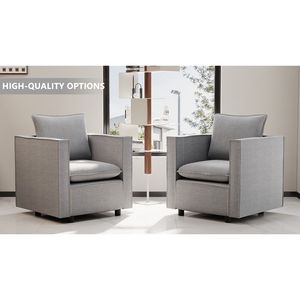 Silla de sofá individual cómoda y moderna, sillón decorativo gris con cojín de asiento transpirable suave para sala de lectura de esquina de dormitorio - Product Image 2