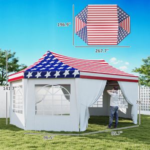Tenda per feste con bandiera americana resistente da 22,3 x 16,4 piedi con 2 porte e 6 finestre, telaio in acciaio e tessuto in poliestere - Product Image 3