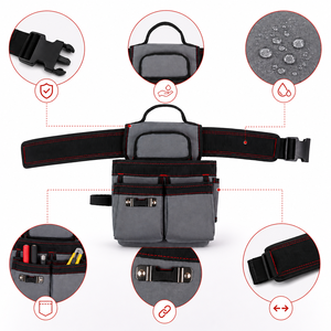 Large Size Customizable Genuine Leather <b>Tool</b> <b>Bag</b> Multi Pocket Waist Belt Organizer Heavy Duty Work Pouch for industrial & DIY - Product Image 3