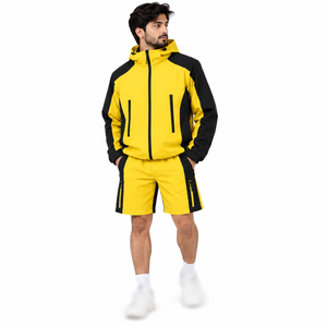 Conjunto de Pantalones Cortos y Chaqueta Cortavientos para Hombre, Diseño Color Block, con Cierre, Dos Piezas a Juego, Impermeable, de Nailon Ligero, Marca Privada - Product Image 2