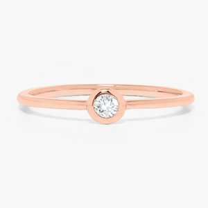 Anillos Apilables con Diamantes Pequeños, Corte Redondo, Cultivados en Laboratorio, Oro Sólido de 14k y 18k, Minimalistas, de Promesa, Joyería Fina Moderna, Regalos para Mujer - Product Image 3