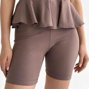 Shorts de Punto de Cintura Alta para Mujer, Color Sólido, Cierre Elástico, Transpirables, Ajuste Casual, Estilo Ajustado - Product Image 4