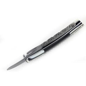Navaja de Afeitar Recta de Acero de Damasco, Plegable, Vintage, Manual, para Hombre, Herramienta de Barbería con Elegante Mango de Madera - Product Image 2
