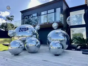 Esfera de espejo de plata gigante personalizada, Bola de plata inflable grande decorativa de PVC para eventos de fiesta de boda, decoración de escenario