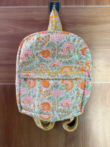 High Quality Sustainable Stylish Floral Quilted Cotton Softback <b>Backpack</b> Hand Block Printed Durable Portable - Product Image 6