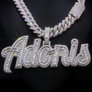 <b>Custom</b> <b>Name</b> Letter Pendant <b>Necklace</b> Hip Hop Style Brilliant Cut Lab Grown GIA Certified 925 Silver 18K/Rose Gold Plating Options - Product Image 1