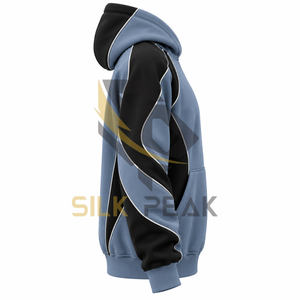 Sweat-shirt à capuche bleu et noir pour homme, logo brodé et imprimé par sublimation sur le devant, coupe décontractée, polyester écologique, style français - Product Image 3