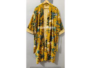 Robe de chambre de luxe en velours, kimono en velours et coton, peignoir, robe de mariée, robe de demoiselle d'honneur, peignoir d'hiver, couleur moutarde - Product Image 3