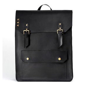 XXX Genuine Leather <b>Backpack</b> Softback Minimalist Daily Use Hasps Closure Unisex <b>Black</b> 20-35L - Product Image 1