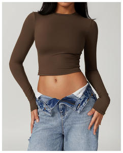 Camiseta Corta Personalizada para Mujer, Ligera, de Algodón, Ropa de Moda, Suministro de Fábrica al por Mayor - Product Image 5