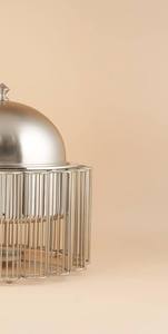 Premium Round Silver Chafing Dish Vertical Metal Pillar Cage <b>Stand</b> Stainless Steel Buffet Warmer with Dome Lid Single Unit - Product Image 6