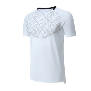 T-shirt de sport décontracté pour homme à col en V brodé, séchage rapide, respirant, manches courtes, en tissu tricoté, design uni pour la course à pied - Product Image 2