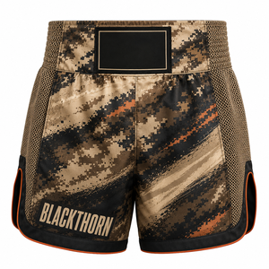 Pantalones Cortos de Muay Thai MMA para Hombre, Cintura Media, Cierre con Cordón, Bolsillos, Transpirables, de Secado Rápido, Estampado Digital, Deportivos, Satinados, 100% - Product Image 5