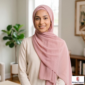 Chiffon Square Scarf Solid Color Breathable Long Hijab <b>Head</b> <b>Wrap</b> Casual Style Spring Summer Wear - Product Image 6